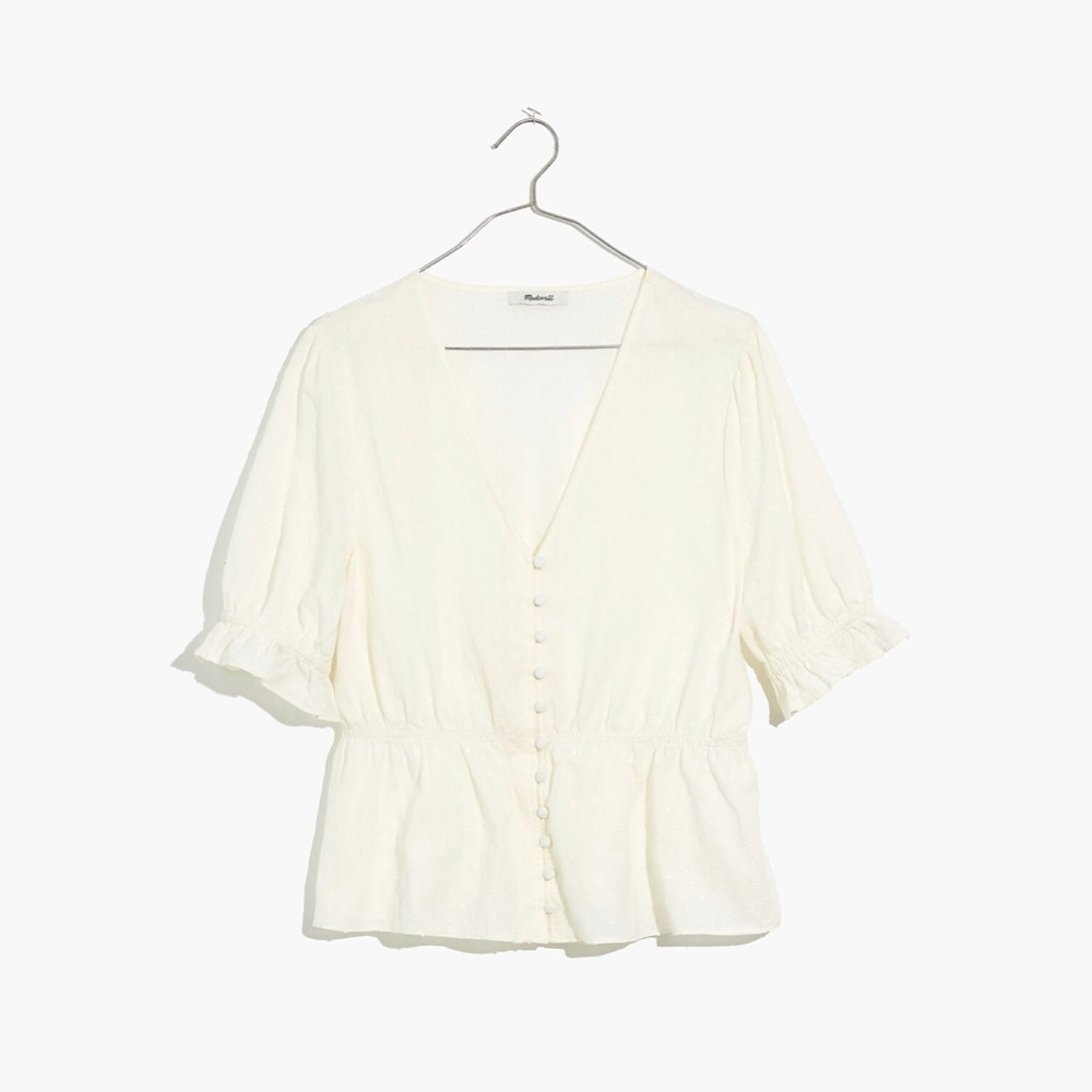 V-Neck Peplum Popover Top in Clipdot